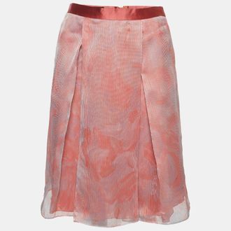 Emporio Armani Salmon Pink Organza Pleated Midi Skirt