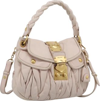 Miu Miu Coffer Hobo Matelasse Leather Pink Leather Handbag (Pre-Owned)