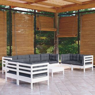 vidaXL Muebles De Jard&iacute;n 9 Pzas Con Cojines Madera Maciza De Pino Vidaxl