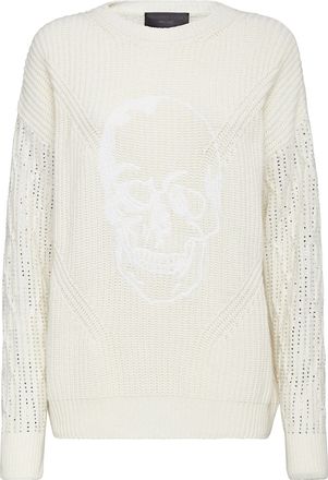 Philipp Plein Cashmere 5 Pullover Round Neck LS Crystal Skull