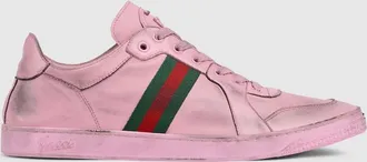 Gucci Mens Stretch Low-top Sneaker, Pink, Leather