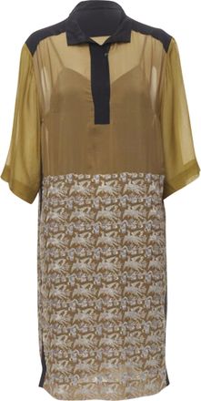 Dries Van Noten oriental crane embroidery shift dress