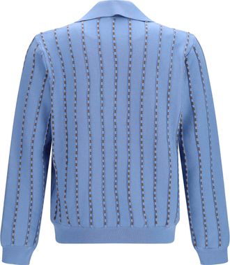 Fendi Mens Trompe-Loeil Selleria Knit Sweater Jeans+tabacco Cotton