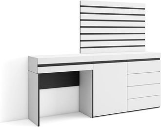 Skraut Home Tocador efecto madera blanco 177x35x145cm