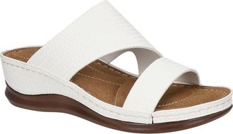 Easy Street Larrain Wedge Slide Sandal in White Woven at Nordstrom Rack, Size 8.5