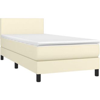 vidaXL Cama Box Spring Con Colch&oacute;n Cuero Sint&eacute;tico Crema 80x200 Cm Vidaxl