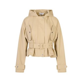 Alexander McQueen Alexander McQueen, Light Jackets, female, Brown, Size: S Belted Peplum Jacket