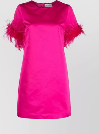 Parosh feathered shift mini dress