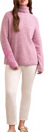 Tribal Eloise Embroidered Sleeve Sweater In Pink