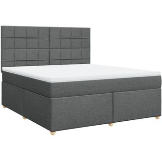 vidaXL Vidaxl - Cama Box Spring Con Colch&oacute;n Tela Gris Oscuro 180x200 Cm