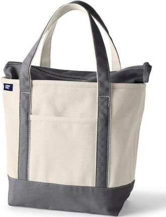 Lands End Zip Top Canvas Tote Bag in Natural/silver Graphite at Nordstrom, Size X-Large