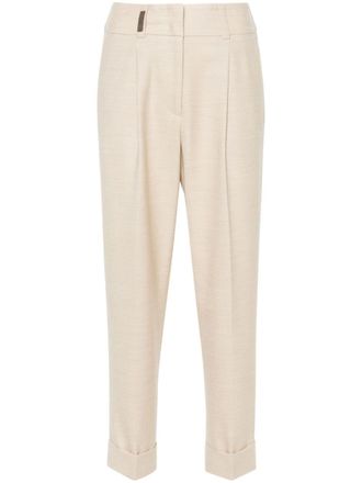 PESERICO bead-embellished trousers - Neutrals