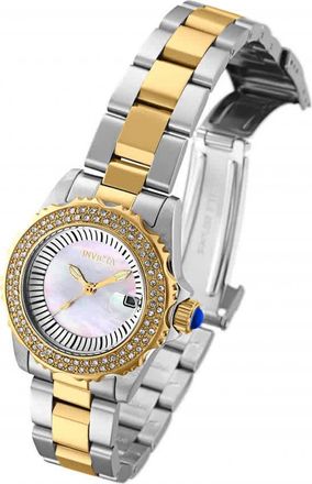 Invicta Angel Quartz Crystal White Mother of Pearl Dial Ladies Watch 28443