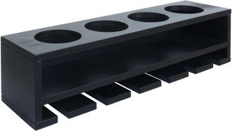 Hhg [nunca Usado] Botellero Hhg-703, Botellero/vasero De Pared Para 4 Botellas/6 Vasos, Madera, Certificado Mvg, 12 X 48 X 12 Cm, Negro