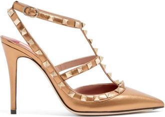Valentino Garavani Schoenen, Dames, Beige, 37 1/2 EU, Leer, Pumps