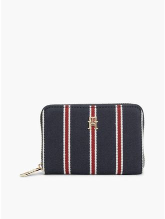 Tommy Hilfiger Womens Varsity Stripe Small Zip Wallet - Space Blue Corp