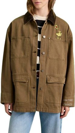 Sanctuary x Peanuts Save Our Planet Jacket in Timber Brown at Nordstrom, Size X-Small