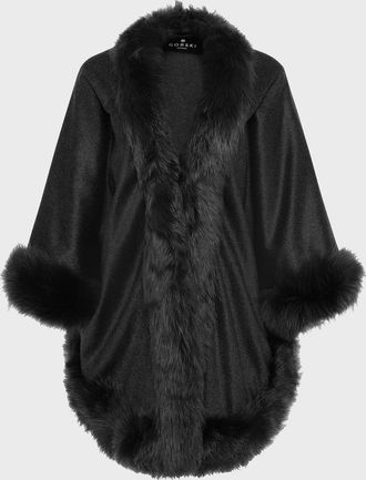 Gorski Cashmere Capelet with Lamb Shearling Trim