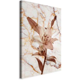 OEM Cuadro - Flor De La Elegancia (1 Pieza) - Un Delicado Lirio Sobre Un Fondo De M&aacute;rmol Sepia