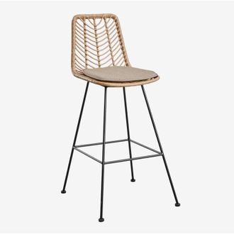 Sklum Pack De 2 Taburetes Altos En Rat&aacute;n Sint&eacute;tico Gouda Natural Sklum