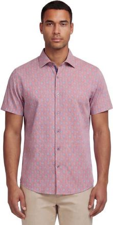 Lords of Harlech Mud Geo Mens Printed Button Up Shirt in Mud Geo Coral at Nordstrom, Size Xx-Large