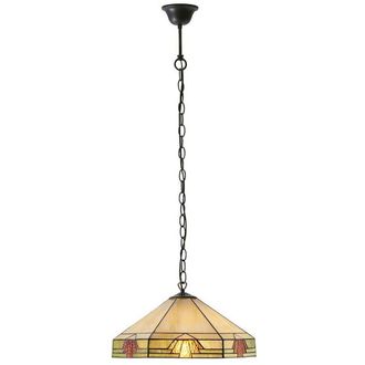 Loops Tiffany Glass Hanging Ceiling Pendant Light Bronze & Amber Art Deco Shade i00146 in Clear