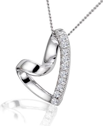 The Diamond Store Lab Diamond Heart Necklace Pendant 0.10ct H/SI Set in 925 Silver