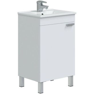 Dmora Bajo el armario Colbert, Mueble de baño, Contenedor de lavabo, Mueble fregadero, 50x39 h80 cm, Blanco brillante - Dmora