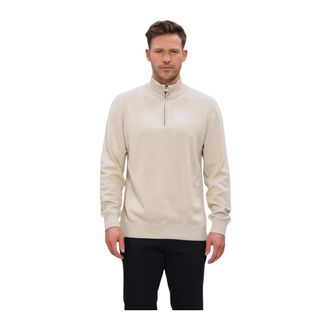 Barbour Truien & Vesten, Heren, Beige, M, Katoen, Heren Truien & Vesten Cotton Half Zip Knitted Jumper