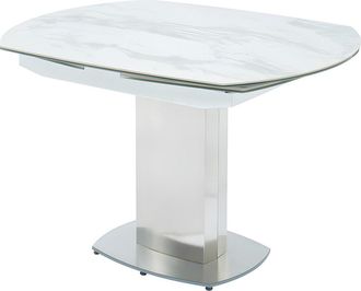 Vente-Unique Mesa de comedor extensible TALICIA - 4 a 6 comensales - Cer&aacute;mica y acero