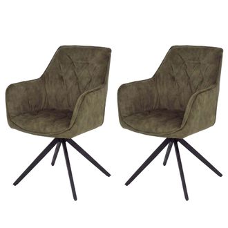 Hhg Juego De 2 Sillas De Comedor Hhg-134, Silla De Cocina Con Reposabrazos Giratorios Y Mecanismo De Retorno Autom&aacute;tico, Terciopelo De 440 G/m&sup2;, Aspecto D