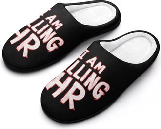 Generic Im Calling HR Slippers Men Winter Warm Cotton Anti-Slip Indoor Slip-Ons House Shoes