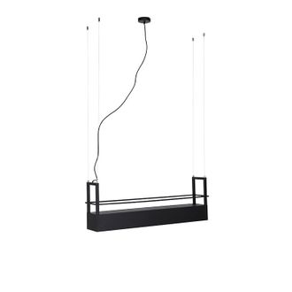 QAZQA Industrial L&aacute;mpara Colgante Industrial Negra Con Estante 4 Luces Gu10 - Cage Rack Acero Alargada Adecuado Para Led Max. 4 X 50 Watt - Qazqa