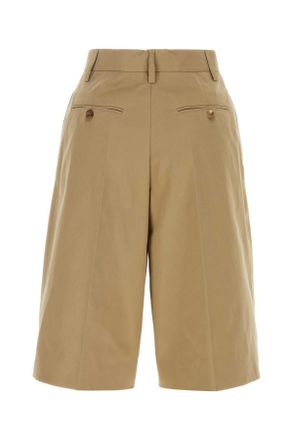 Prada Womens Beige Cotton Bermuda Shorts Kaki Exterior