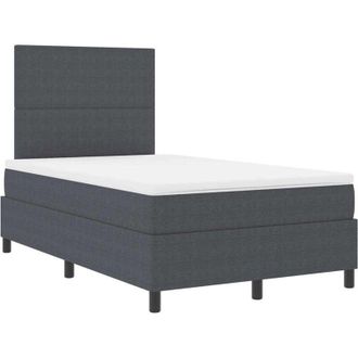 vidaXL Box Spring Bed Dark Grey and White 120 x 190 cm Corduroy Fabric vidaXL