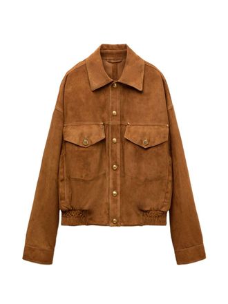 Versace Brown Suede Classic Collar Boxy Jacket