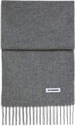 Jil Sander Medium Grey Fringed Ends Scarf