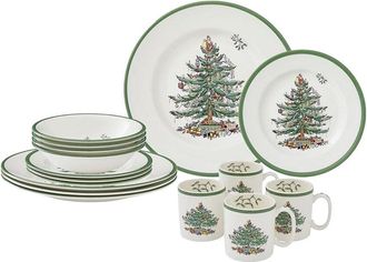 Spode Christmas Tree 16Pc Dinnerware Set, Service For 4