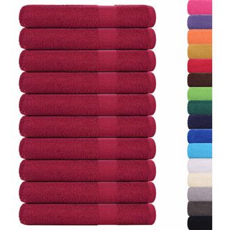 vidaXL Toallas 10 Uds 100% Algod&oacute;n Burdeos 100x200 Cm 600 Gsm Vidaxl