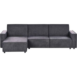 Beliani Beliani - Divano angolare in tessuto a destra Grigio grafite Poliestere Funzione letto Romedal