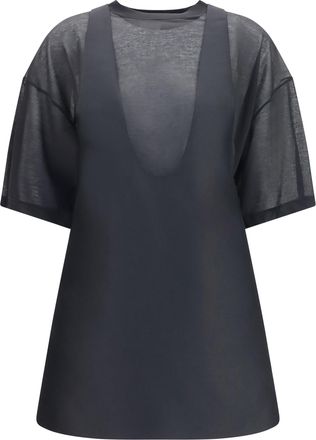 Balenciaga Womens Dress With Sheer T-Shirt Black Merino Wool (ovis Aries)