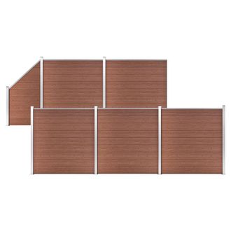 vidaXL Vidaxl - Set De Valla 5 Cuadradas + 1 Oblicua Wpc Marr&oacute;n 965x186 Cm