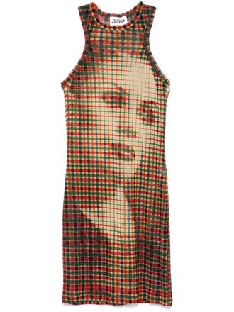 Jean Paul Gaultier Mesh top met print - Geel