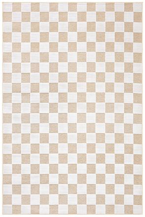 Nazar Rugs Alfombra interior/exterior, dise&ntilde;o en relieve damero beige 266x380
