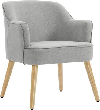 OEM Butaca De Sal&oacute;n Moderna Sill&oacute;n Tapizado En Lino Sint&eacute;tico Patas De Madera Para Dormitorio Oficina 64,5x65x79,5 Cm Crema