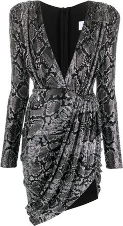 Philipp Plein plunging V-neck rhinestone minidress - women - Polyester - S - Silver