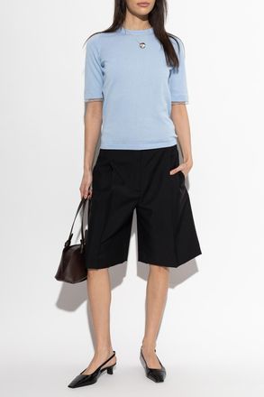 Fabiana Filippi Top With Decoratively Finished Sleeves, Womens, Light Blue