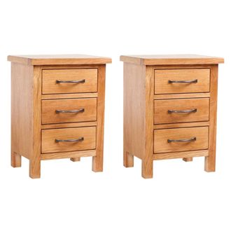 vidaXL Mesitas De Noche 2 Unidades Madera Maciza De Roble 40x30x54 Cm Vidaxl