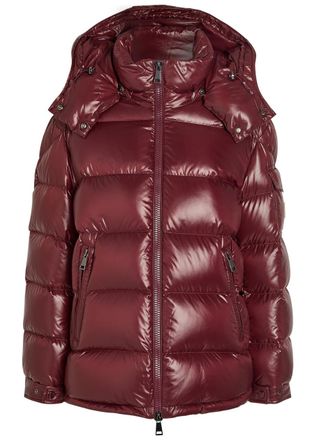 Moncler Maire Padded Hooded Laqu&eacute; Nylon Jacket - Red - 4 (UK 16 / XL)