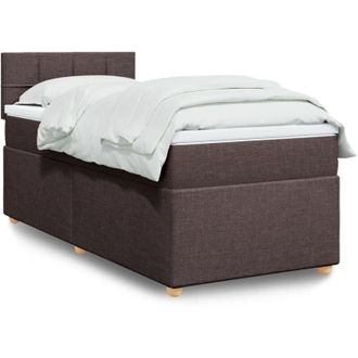 vidaXL Vidaxl - Cama Box Spring Con Colch&oacute;n Tela Marr&oacute;n Oscuro 80x200 Cm
